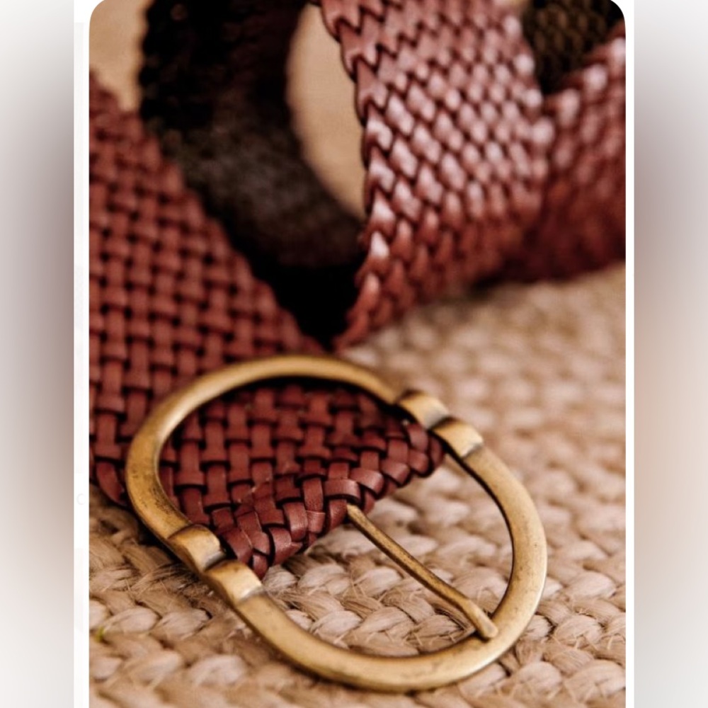 SEZANE Fetiche Woven Chocolate leather belt 80 S
